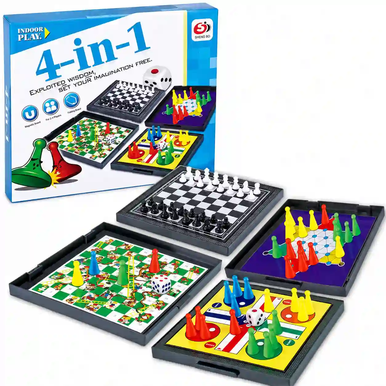 ChatGPT Image Jun 14, 2026, 02_01_02 AM 4-in-1 Magnetic Board Game Set - Image 1